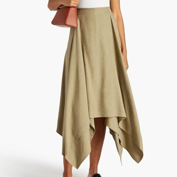 Salvatore Ferragamo Dresses & Skirts - Salvatore Ferragamo Linen & Silk Asymmetric Hem Maxi Skirt
